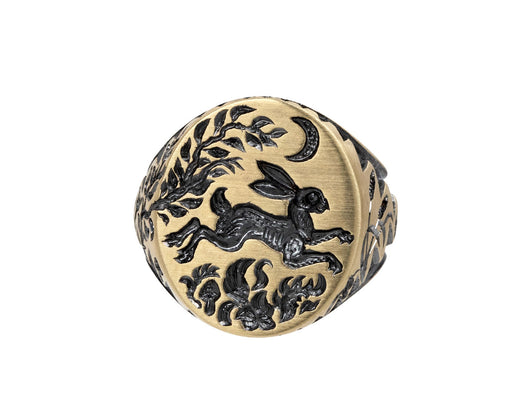 Gold Hare and Trap Ring