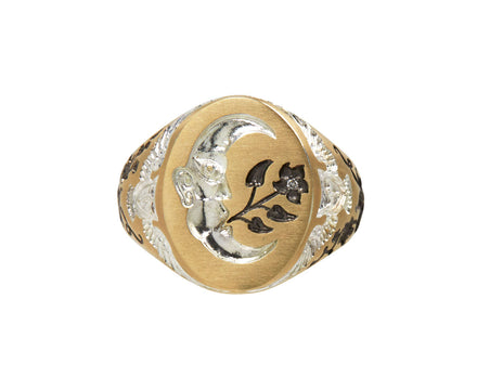 Moon and Owl Signet Ring