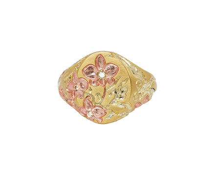 Pink Orchid Signet Ring
