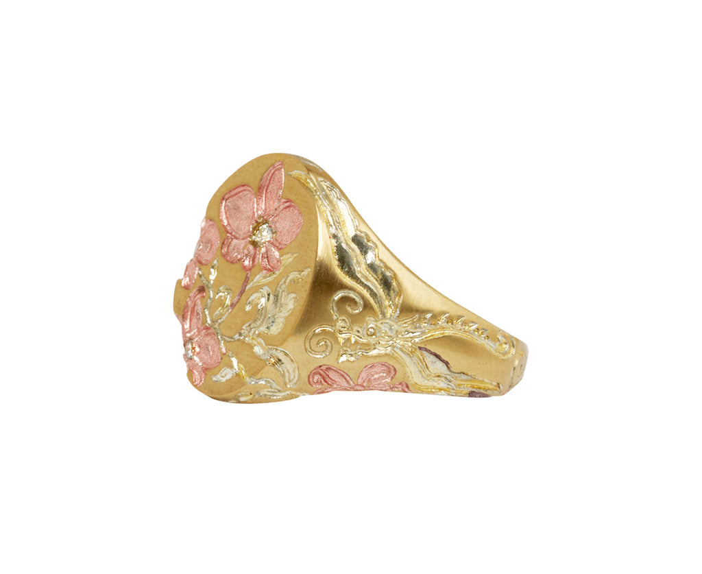 Pink Orchid Signet Ring