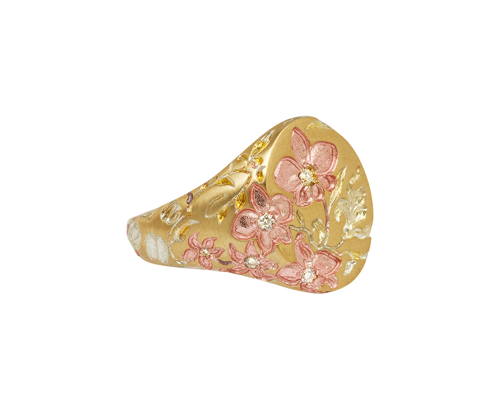 Pink Orchid Signet Ring