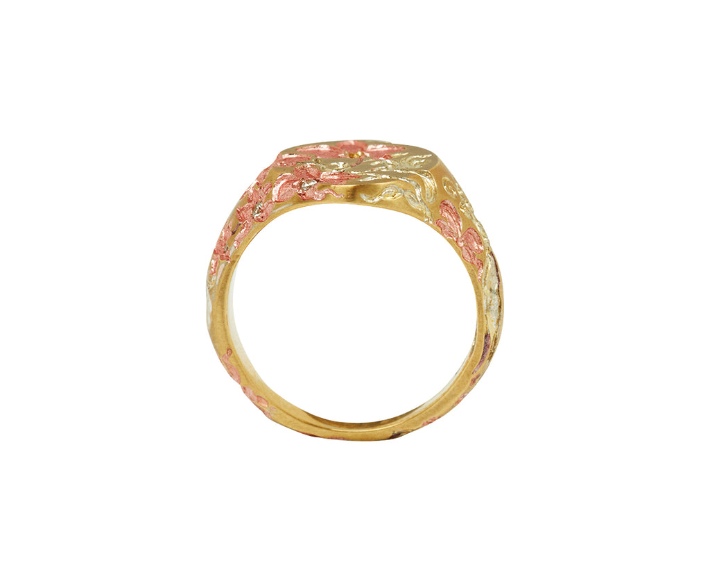 Pink Orchid Signet Ring