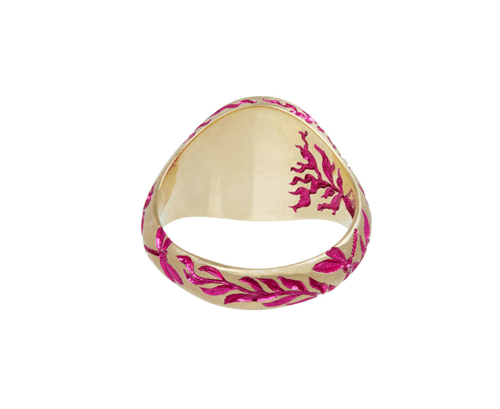 Pink Rhodium Peony Ring