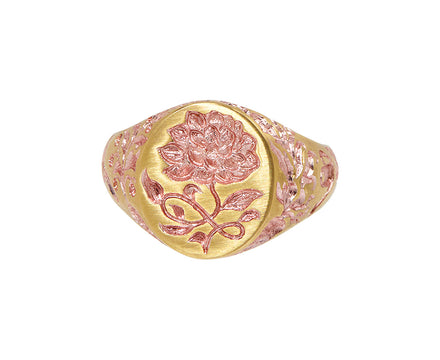 Pearly Pink Peony Signet Ring