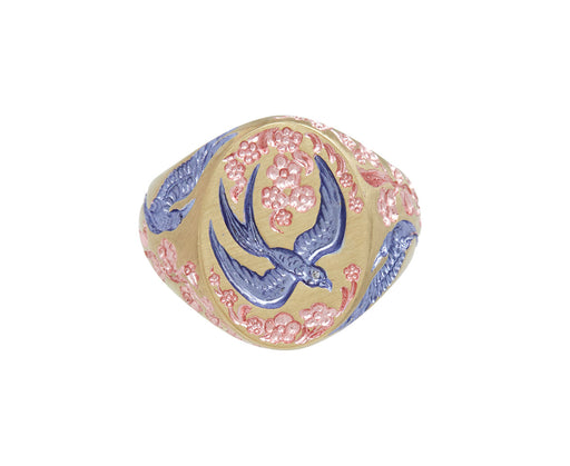 Purple and Pink Swallow Signet Ring