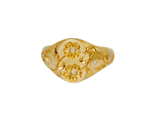 Twin Primrose Signet Ring