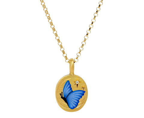 Cece Jewelry Butterfly and Moon Pendant Necklace