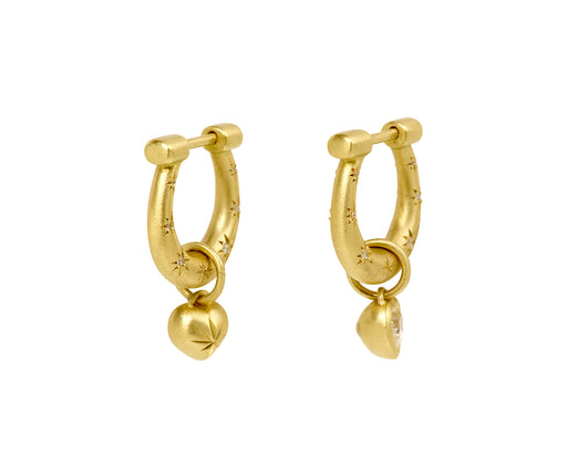 Diamond Sweet Heart Charm Horseclip Hoop Earrings