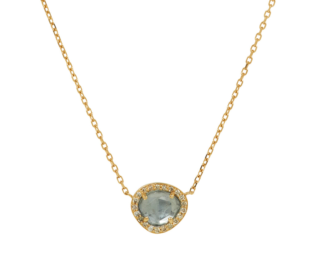 Celine Daoust Aquamarine and Diamond Pendant Necklace