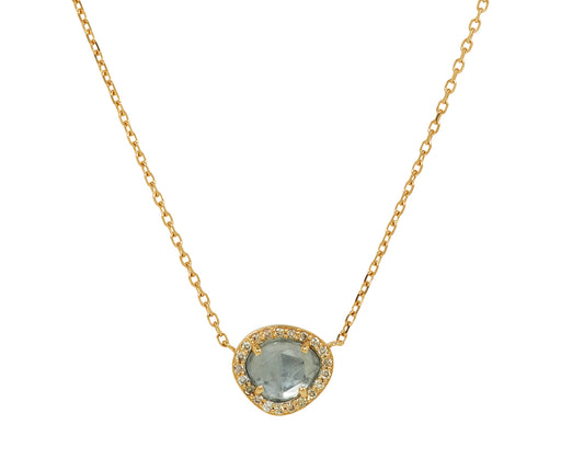 Celine Daoust Aquamarine and Diamond Pendant Necklace
