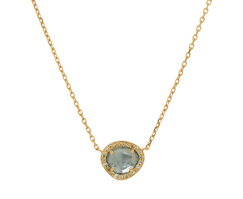 Celine Daoust Aquamarine and Diamond Pendant Necklace