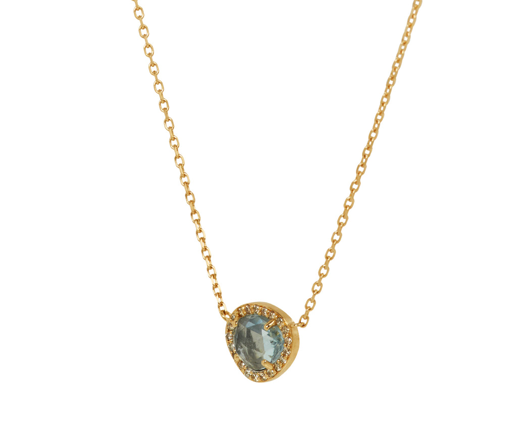 Celine Daoust Aquamarine and Diamond Pendant Necklace - Angled View