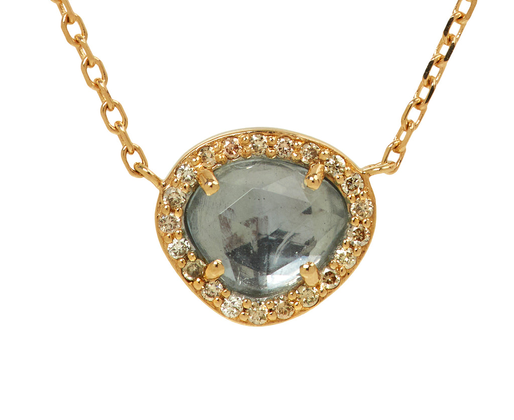 Celine Daoust Aquamarine and Diamond Pendant Necklace - Closeup