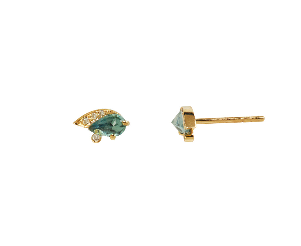 Celine Daoust Tourmaline and Diamond Eye Stud Earrings - Angled View