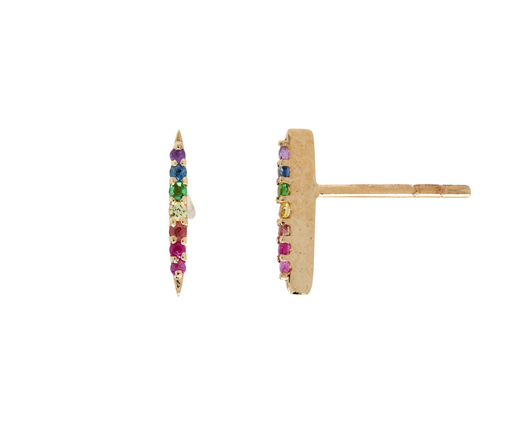 Celine Daoust Multi Gemstone Beam Stud Earrings - Side View