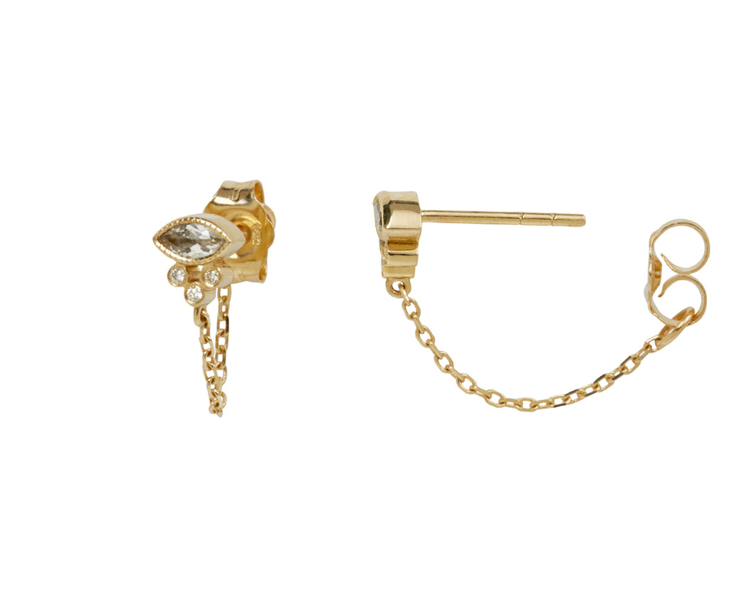 Celine Daoust Rainbow Moonstone and Diamond Eye Chain Earrings - closure