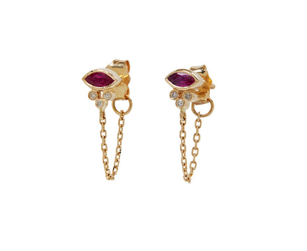Celine Daoust Ruby and Diamond Chain Earrings