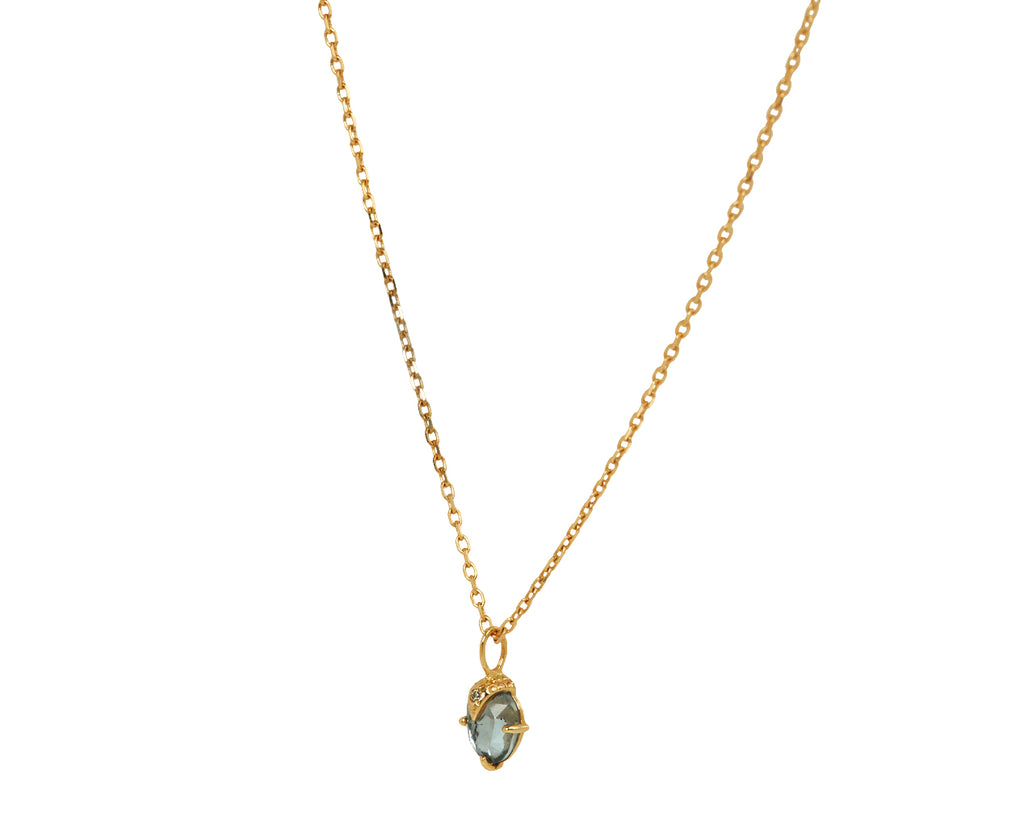 Celine Daoust Aquamarine One Claw Pendant Necklace - Angled View