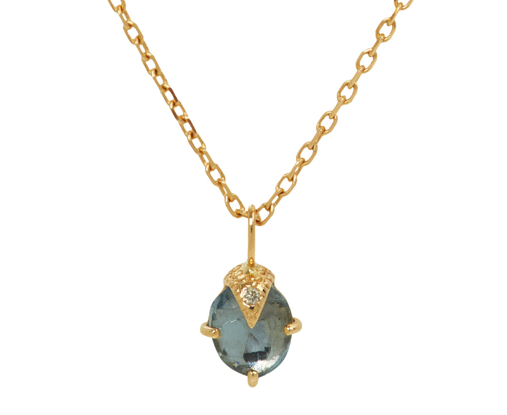 Celine Daoust Aquamarine One Claw Pendant Necklace - Closeup