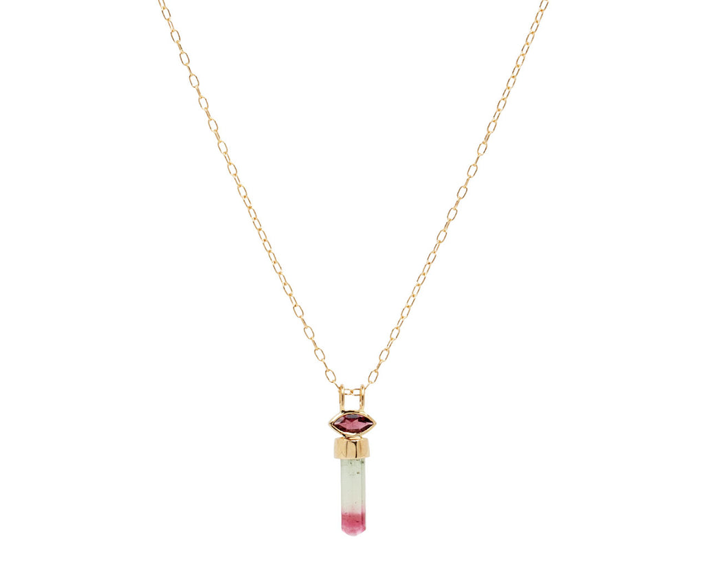 Marquise and Natural Pencil Tourmaline Pendant Necklace