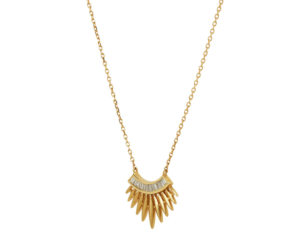 Baguette Diamond Rising Sun Pendant Necklace