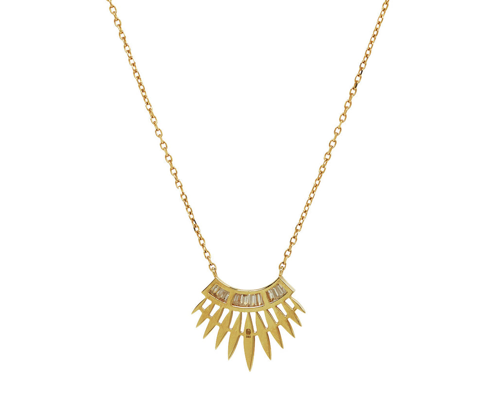 Baguette Diamond Rising Sun Pendant Necklace