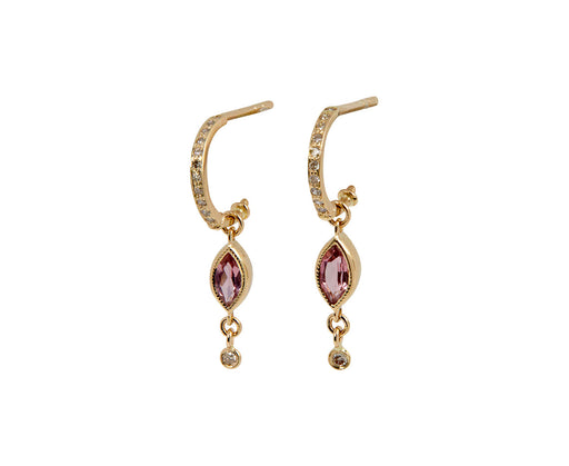 Celine Daoust Pink Tourmaline Marquise Diamond Hoop Earrings