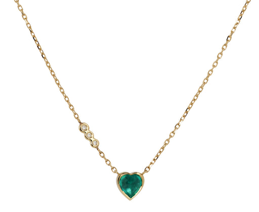 Celine Daoust Emerald and Diamond Heart Pendant Necklace