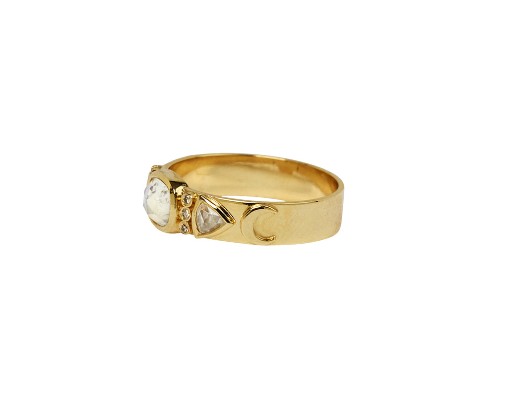 Celine Daoust Moonstone and Diamond Totem Ring - Side View
