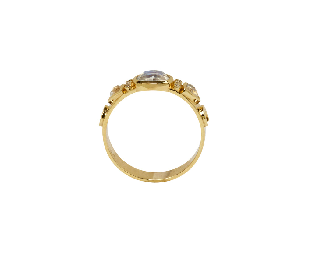 Celine Daoust Moonstone and Diamond Totem Ring - Top Down View