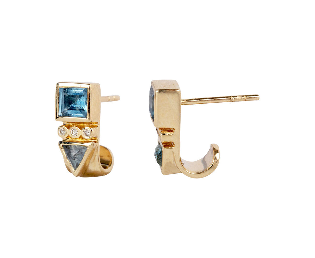 Celine Daoust Short Aquamarine Totem earrings Side View