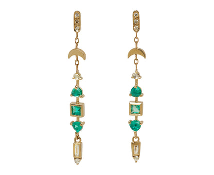 Celine Daoust Emerald and Diamond Moon Earrings