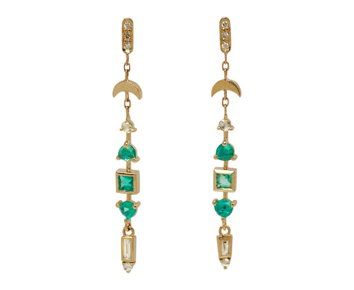 Celine Daoust Emerald and Diamond Moon Earrings