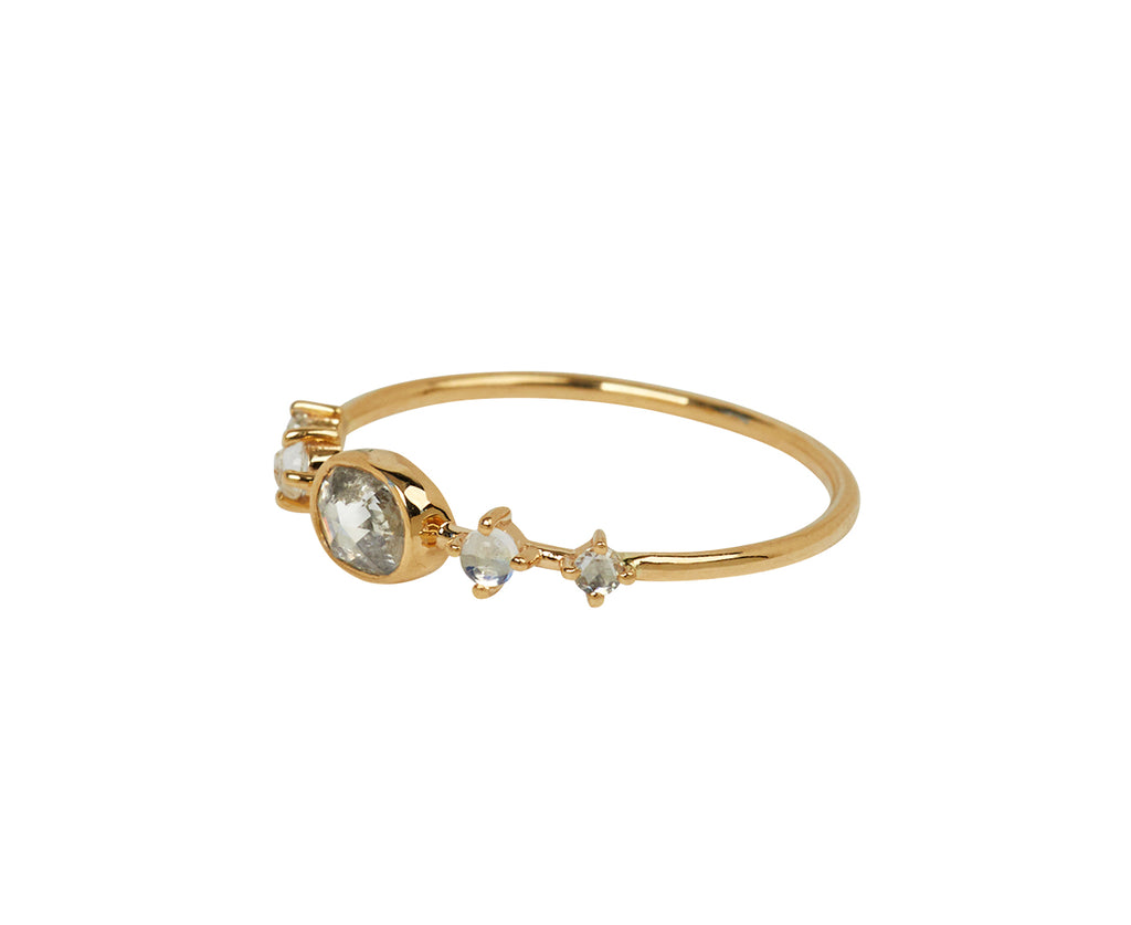 Celine Daoust Diamond and Moonstone Ring - Angled View
