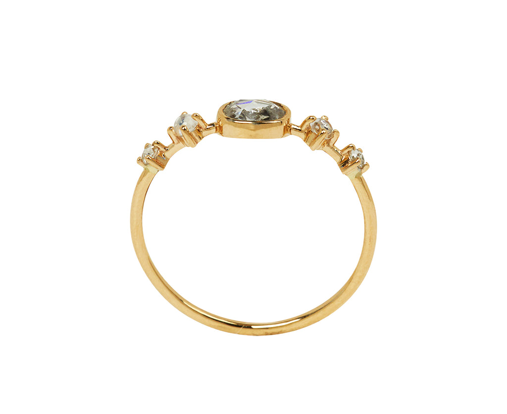 Celine Daoust Diamond and Moonstone Ring - Top Down view