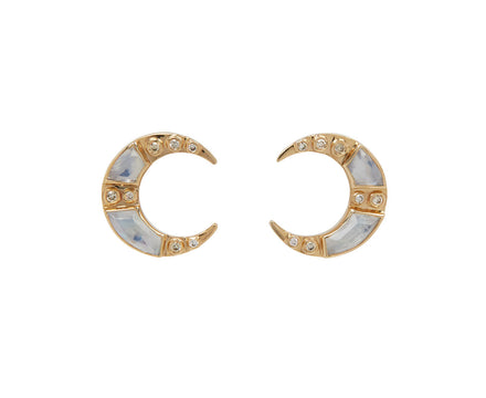 Celine Daoust Moonstone Crescent Moon Stud Earrings