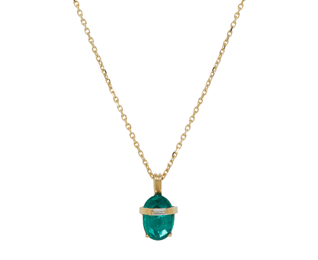 Celine Daoust Emerald and Diamond Line Pendant Necklace