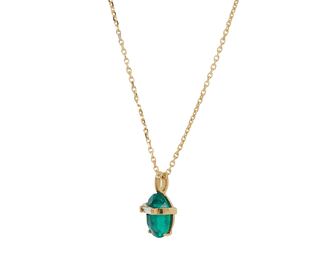 Celine Daoust Emerald and Diamond Line Pendant Necklace - side