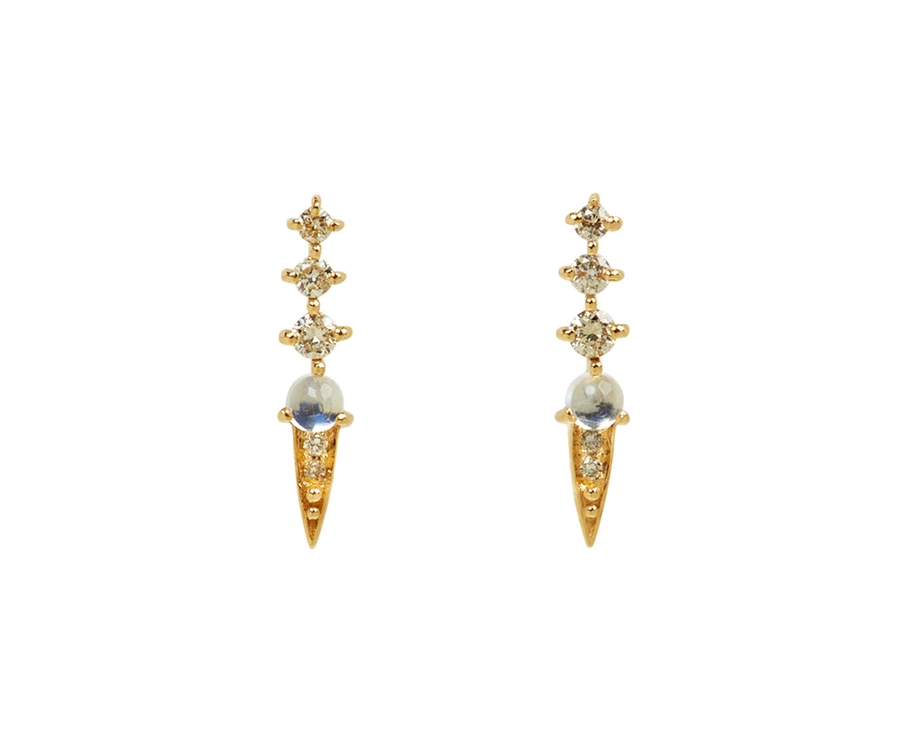Celine Daoust Diamond and Moonstone Spike Stud Earrings