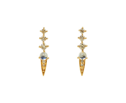 Celine Daoust Diamond and Moonstone Spike Stud Earrings