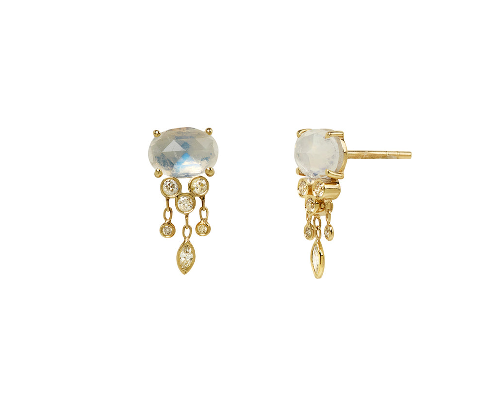 Celine Daoust Moonstone and Diamond Jellyfish Earrings - Side View