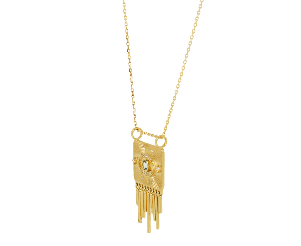 Aquamarine Open Eye Fringe Necklace - Side View