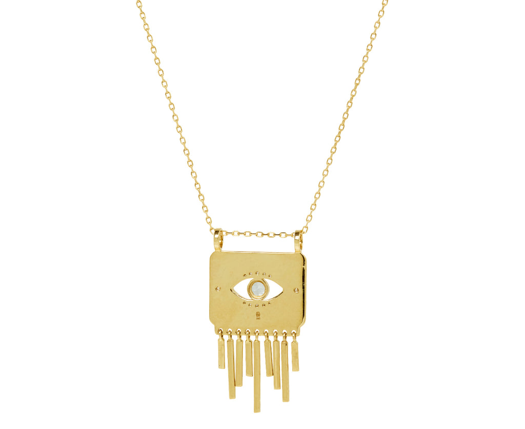Aquamarine Open Eye Fringe Necklace - Back View