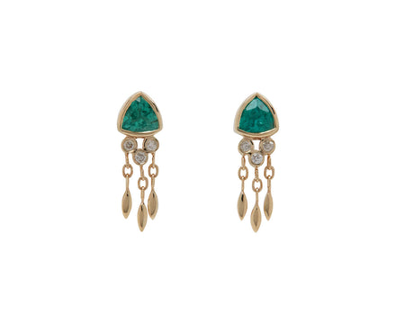 Celine Daoust Triangle Emerald and Diamond Earrings
