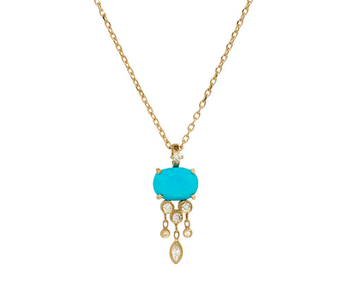 Celine Daoust Turquoise and Diamond Jelly Fish Necklace