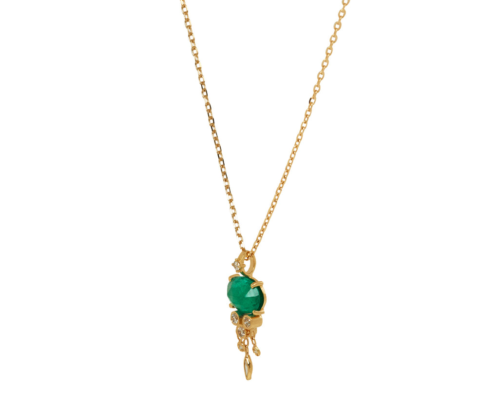 Celine Daoust Emerald and Diamond Jelly Fish Necklace - Angled View