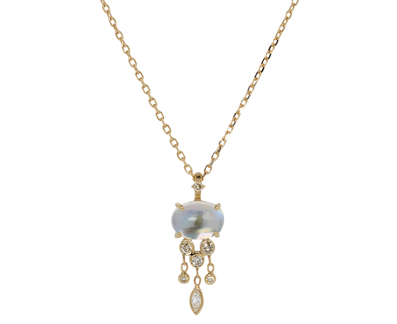 Celine Daoust Moonstone and Diamond Jelly Fish Necklace