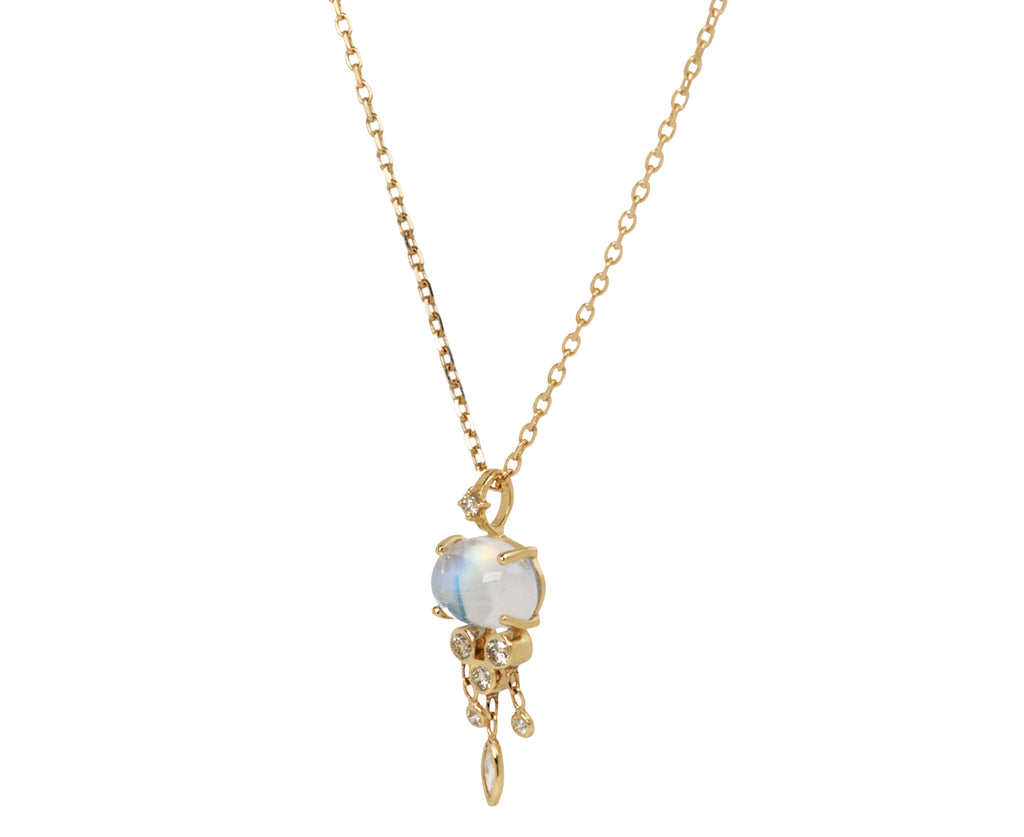 Celine Daoust Moonstone and Diamond Jelly Fish Necklace - Angled View