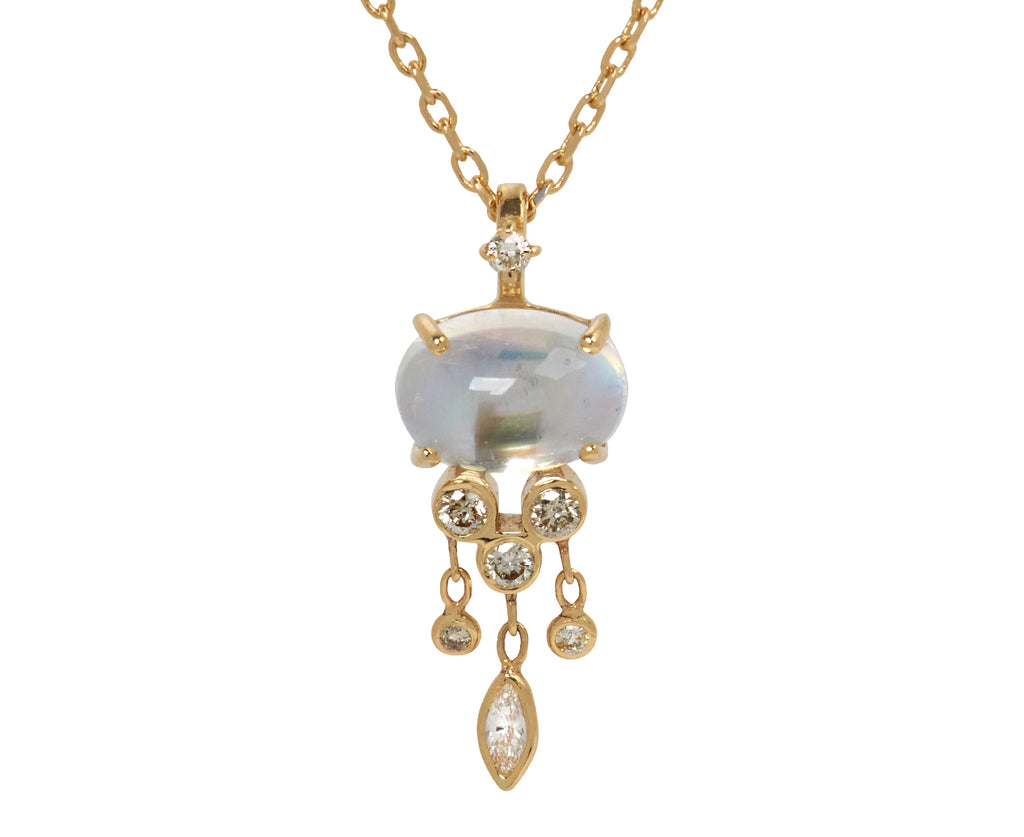 Celine Daoust Moonstone and Diamond Jelly Fish Necklace - Closeup