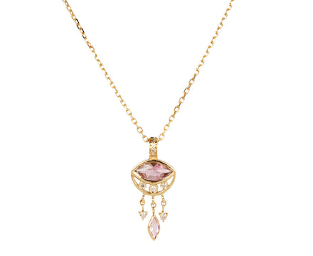 Celine Daoust Pink Tourmaline and Diamond Evil Eye Necklace